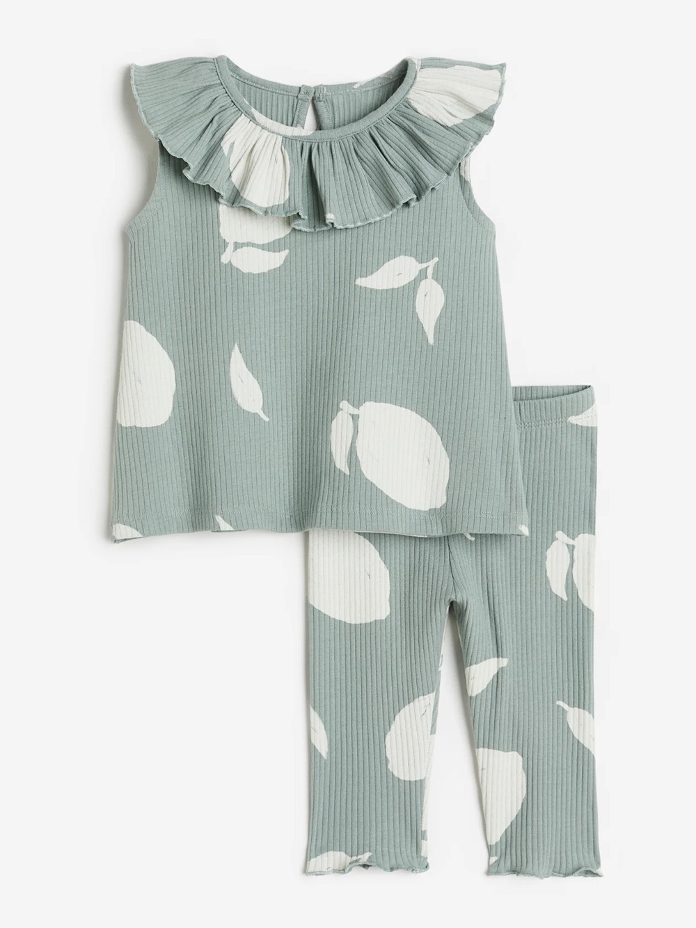 H&M Light green/Lemons 2-piece cotton set